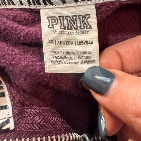 PINK Victoria's Secret Purple 1/4 zip Pullover with Black and White Details - Picture 8 of 9